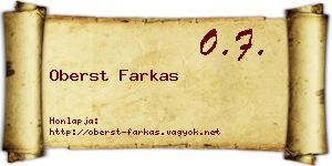 Oberst Farkas névjegykártya